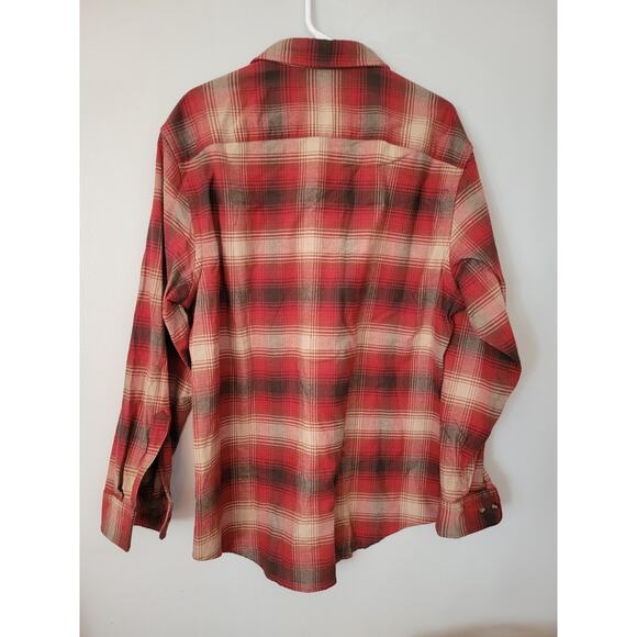Pendelton Wool Flannel Shirt Red Plaid Mason Long Sleeve Button Up LARGE - Picture 2 of 3